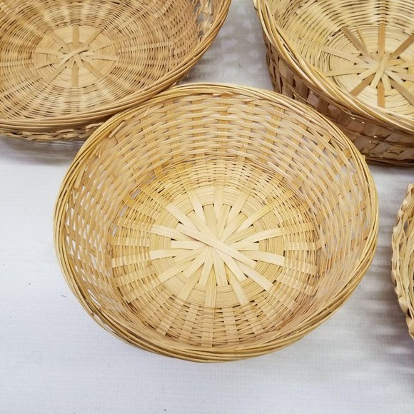 5 Wicker Rattan Baskets Wall Decor Country Boho Vt - Picture 7 of 7